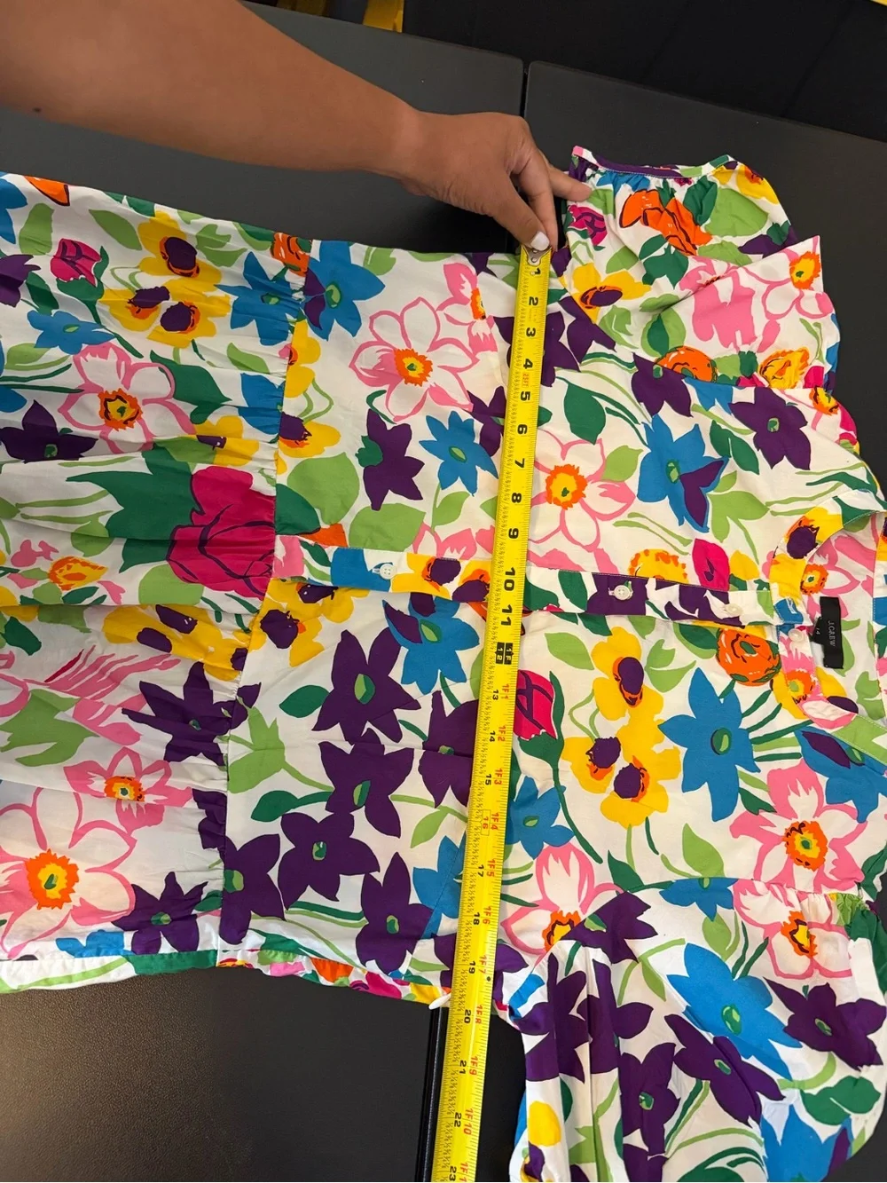 J. Crew Colorful Floral Puff-Sleeve Midi Dress Size 14